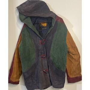 Vintage 90s Outbrook Quilted Colorblock Patterned Genuine Leather Jacket Size L